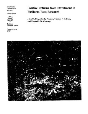 Positive Returns from Investment in Fusiform Rust Research Srs Fs Usda