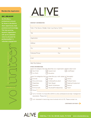 VE Membership Application AL!VE Volunteeralive  Form