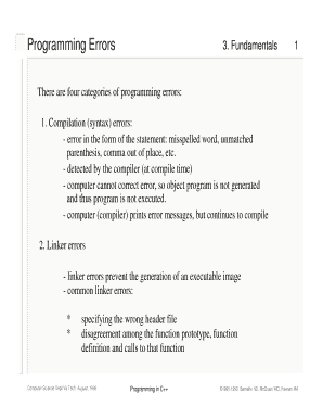 There Are Four Categories of Programming Errors  Form