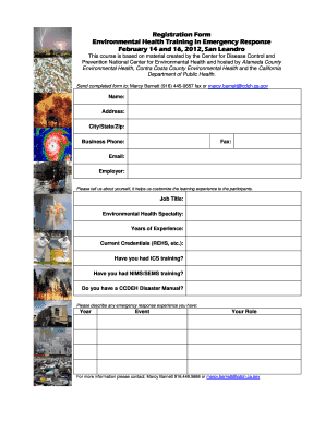 Environmental Health Training in Emergency Response February Cdph Ca  Form