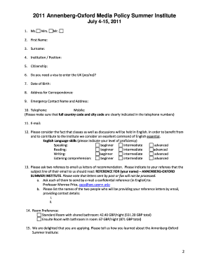 Annenberg Oxford Media Policy Summer Institute  Form
