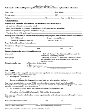 Medical Record Release Form 2009