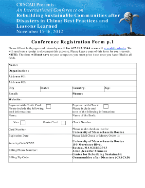 Conference Registration Form P 1 CRSCAD Presents an Umb