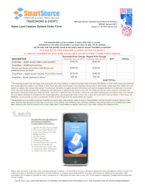 Sales Lead Capture System Order Form