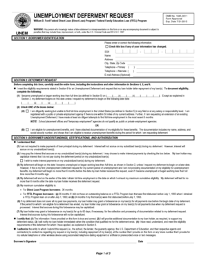 Unemployment Deferment Request Michigan  Form