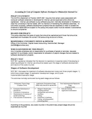 Accounting for Costs of Computer Software Developed or Obtained for Internal Use  Form