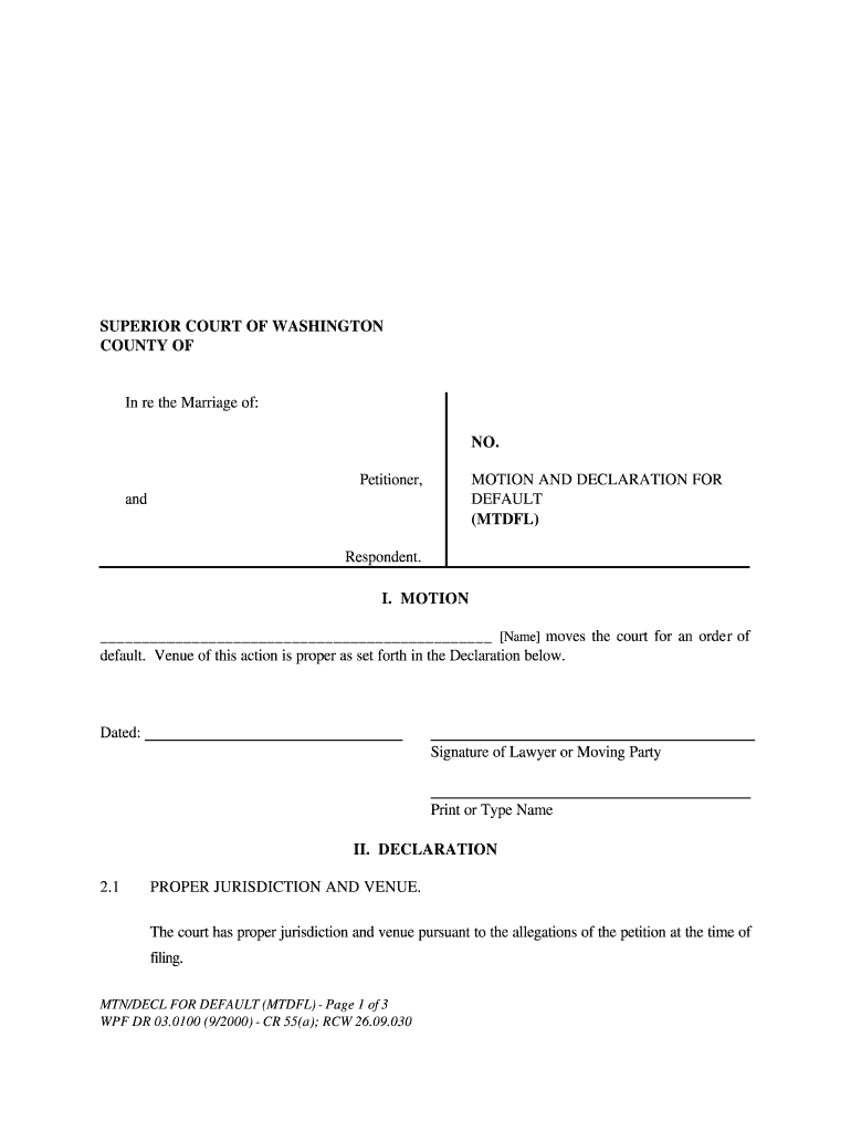 Motion and Declaration for Default  Forms