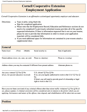 Cornell Cooperative Extension Employment Application Cceulster  Form