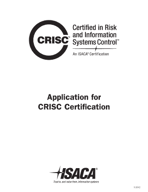  Application for CRISC Certification ISACA Isaca 2012