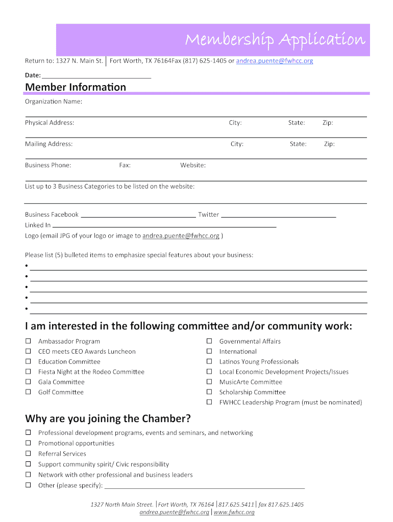 Member Packet  Fwhcc  Form