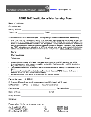 AERE Institutional Membership Form Aere