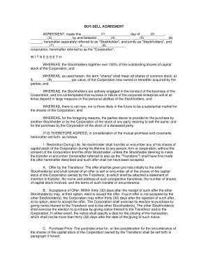 Buy Sell Agreement Template  Form