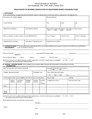 Rn Verification Texas  Form