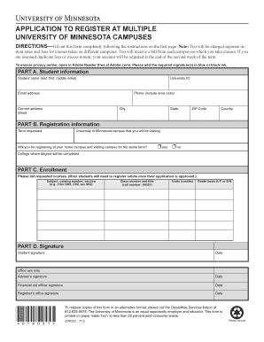 APPLICATION for ATTENDING ANOTHER UNIVERSITY of Policy Umn  Form