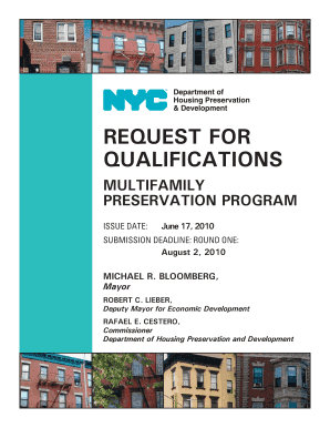 REQUEST for QUALIFICATIONS MULTIFAMILY NYC Gov Nyc  Form