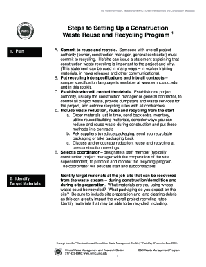 Steps to Setting Up a Construction Waste Reuse and Recycling Program Istc Illinois  Form