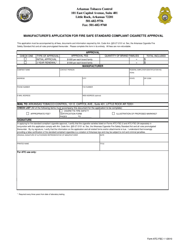 ATC FSC Registration Form Xlsx  Arkansas Tobacco Control  Atc Ar