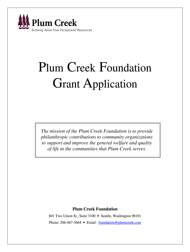 Plum Creek Application  Form