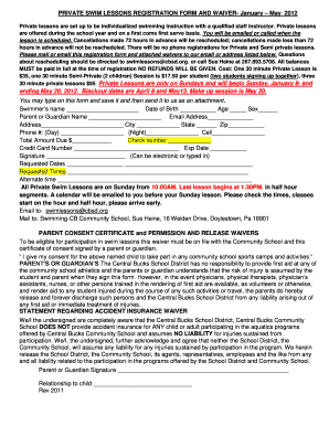 Swim Lesson Waiver Template  Form