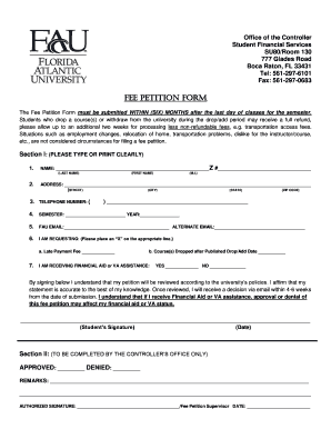 Fau Fee Petition Form