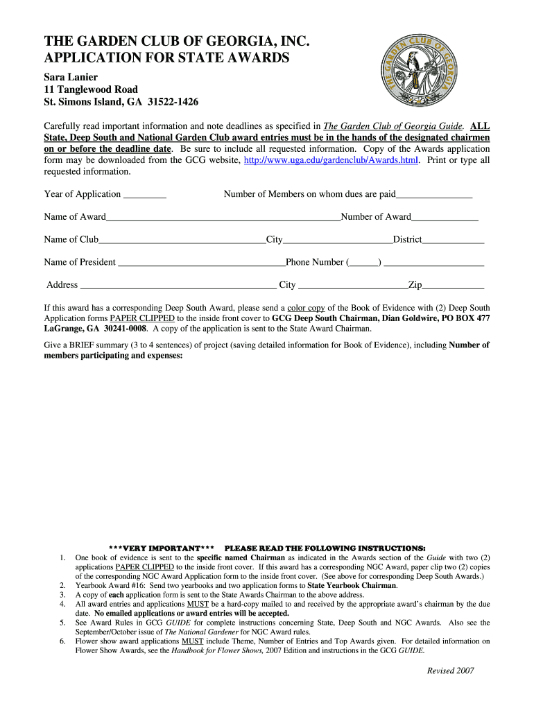 Awards Application Redbud District  Form