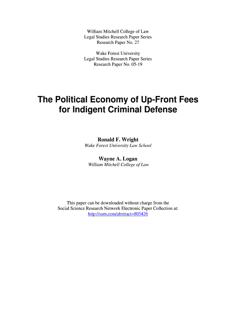The Political Economy of Up Front Fees  Form