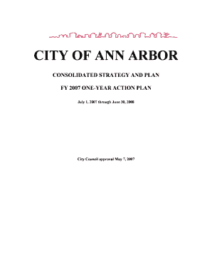CITY of ANN ARBOR CONSOLIDATED STRATEGY and PLAN FY ONE YEAR ACTION PLAN July 1, through June 30, City Council Approval May 7, S  Form