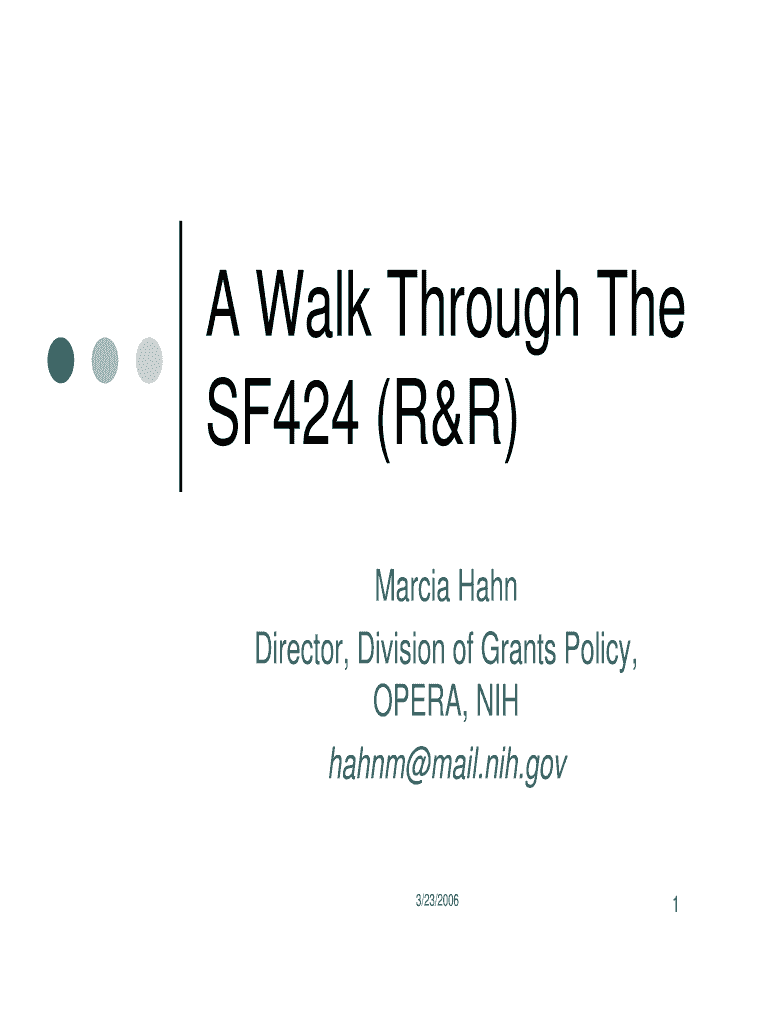 A Walk through the SF424 R&amp;R  Form