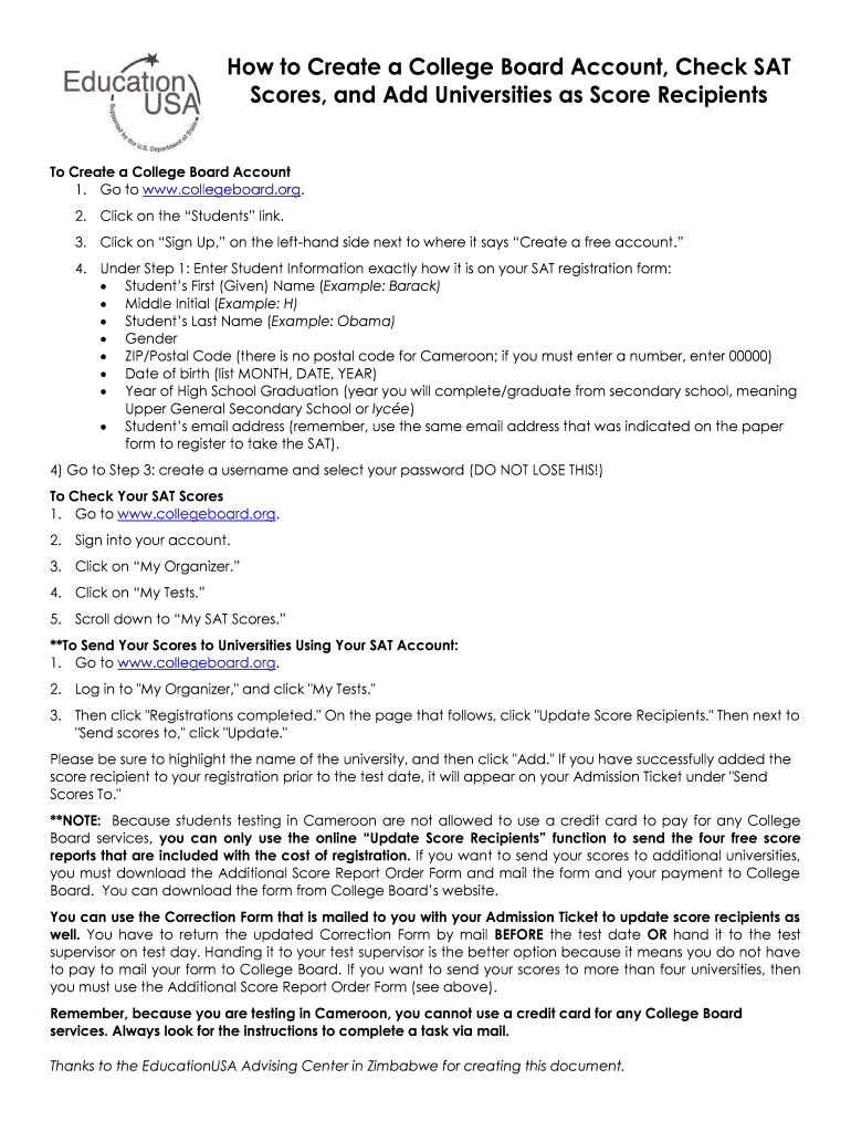 How to Create a Collegeboard Account, Check Scores and Add Schools Photos State  Form