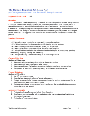 The Biomass Balancing Act Lesson Plan  Form