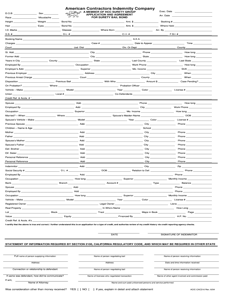 Bail Bond Forms