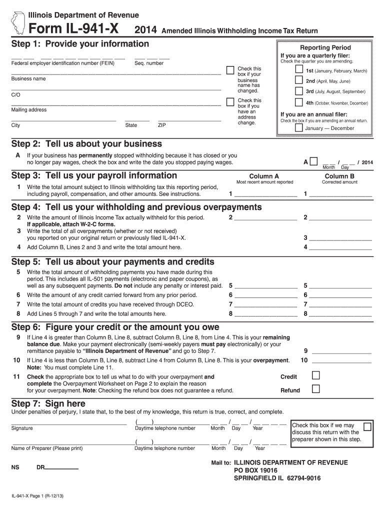 IL 941 X Form Fill Out And Sign Printable PDF Template SignNow