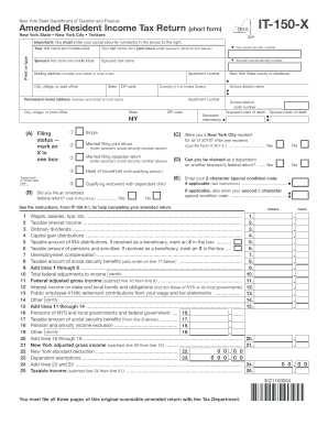 Form it 150 XAmended Resident Income Tax Returnshort Tax Ny