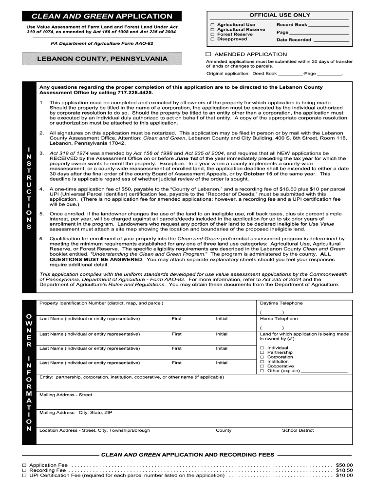 Pa Clean and Green Application Form