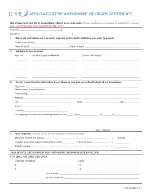 Death Certificate Amendment Nc Form