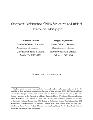 Originator Performance, CMBS Structures and Risk of Commercial Csom Umn