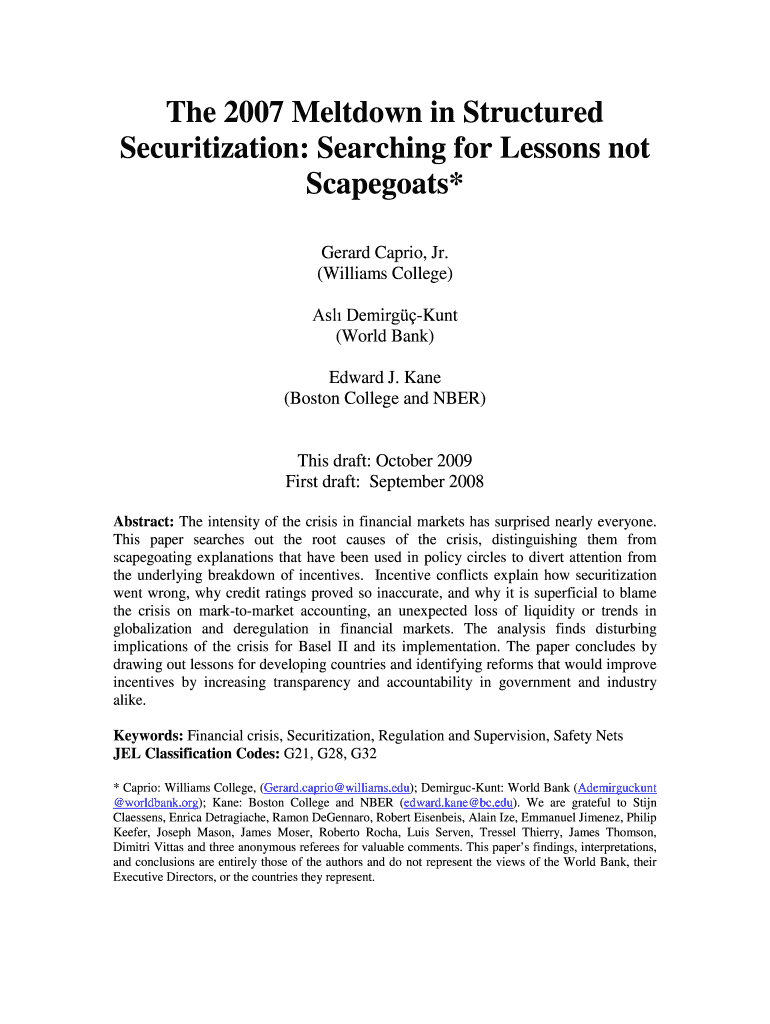 The Meltdown in Structured Securitization Finding Lessons  Form