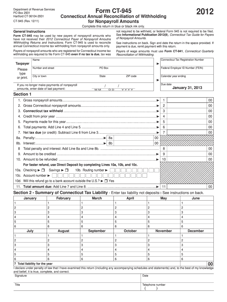  Form Ct 945 2012