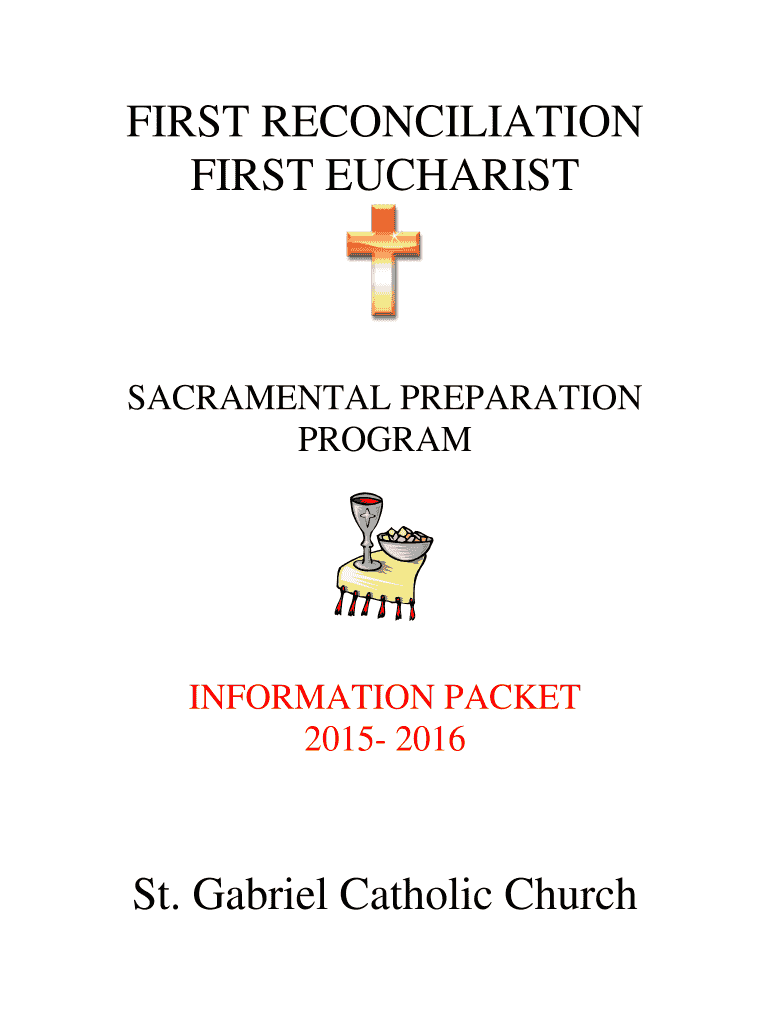 FIRST RECONCILIATION FIRST EUCHARIST St Gabriel Catholic  Form