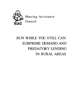 Run While You Still Can Subprime Demand and Predatory Lending in Ruralhome  Form