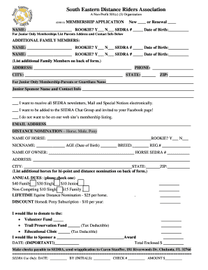 South Eastern Distance Rider Association Distanceriding  Form