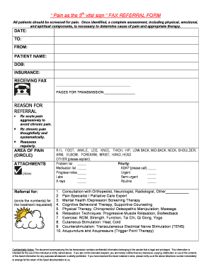Pain as the 5th Vital Sign FAX REFERRAL FORM REASON for Compassionandsupport