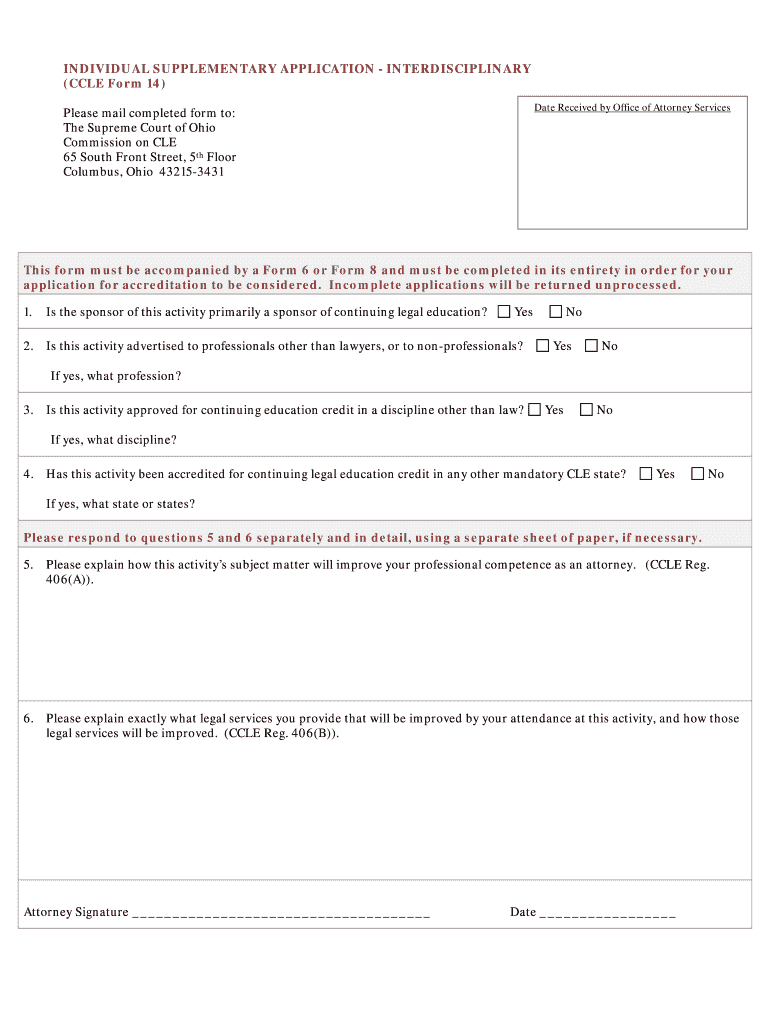 CCLE Form 14 SUPREME COURT of OHIO Commission on    Supremecourt Ohio