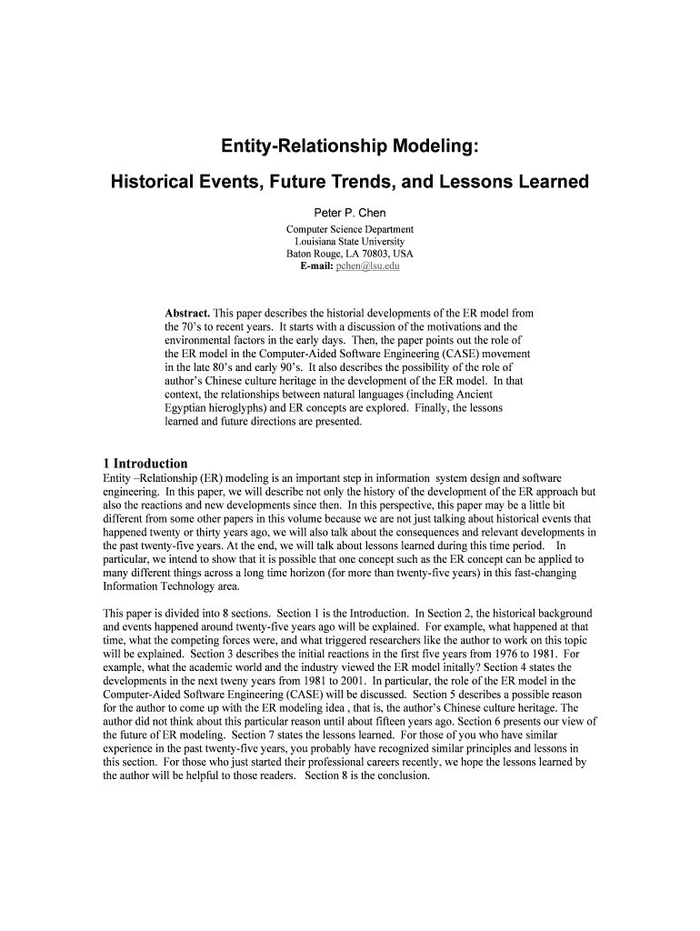 Entity Relationship Modeling  Form