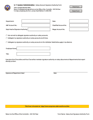Salary Account Signature Authorization Form