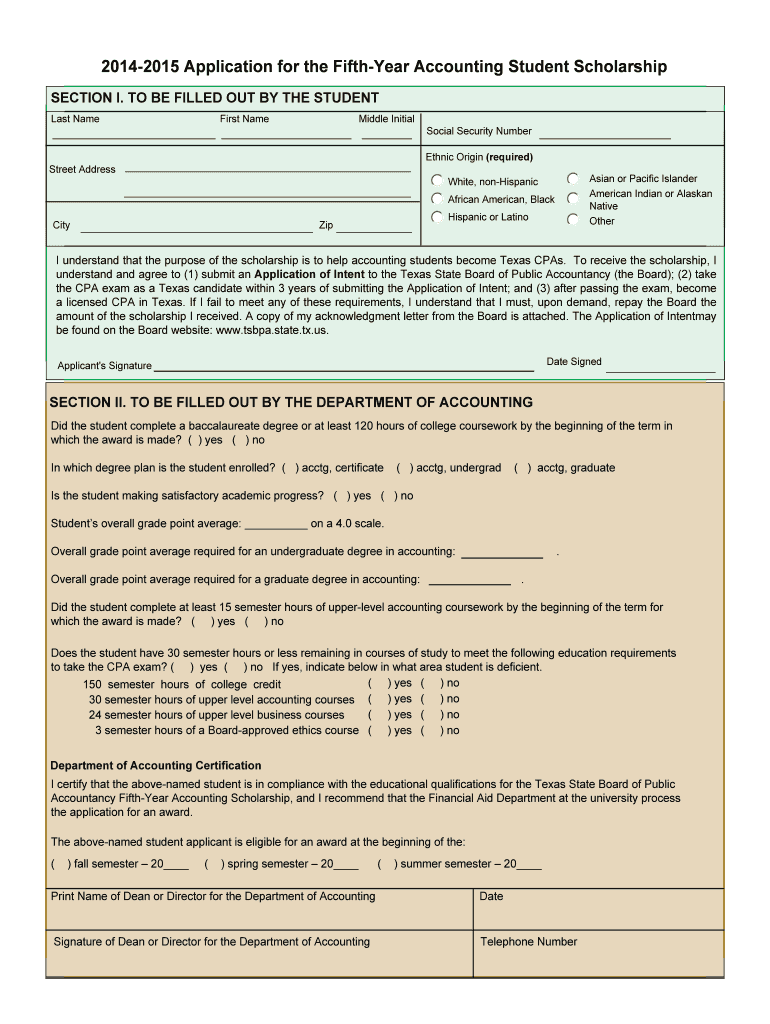 5th Yr Sch App 12 Pmd Accounting Mccoy Txstate  Form