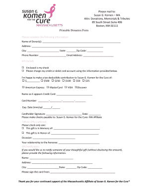 Printable Susan G Komen Form