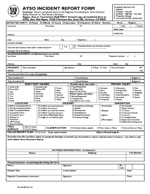 Ayso Referee Repot  Form