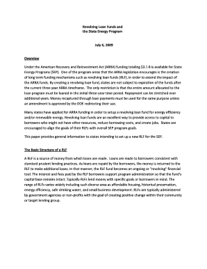 Revolving Loan Funds and  Form