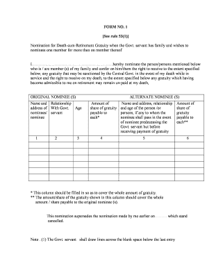 Death Cum Retirement Gratuity  Form